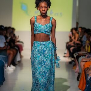 Blue Indo Western Fish Cut lehenga