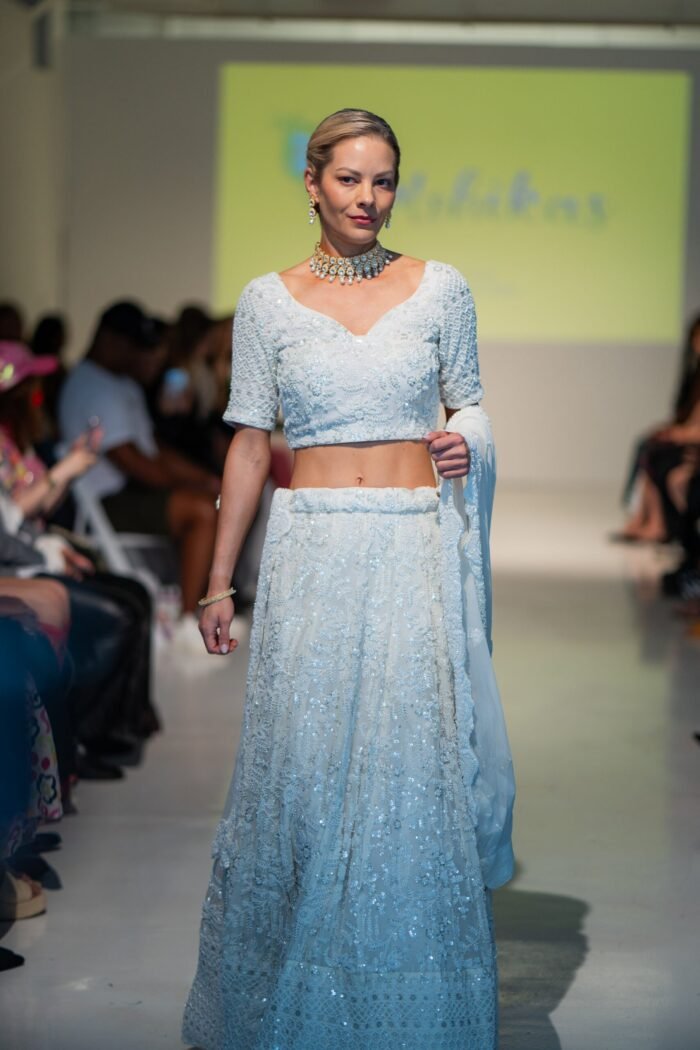 Bridal Lehenga in Pearl White featuring intricate pearl work.