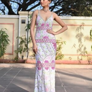 This elegant White and Pink Wedding Gown is perfect for any bride looking for a romantic and feminine look on her special day.