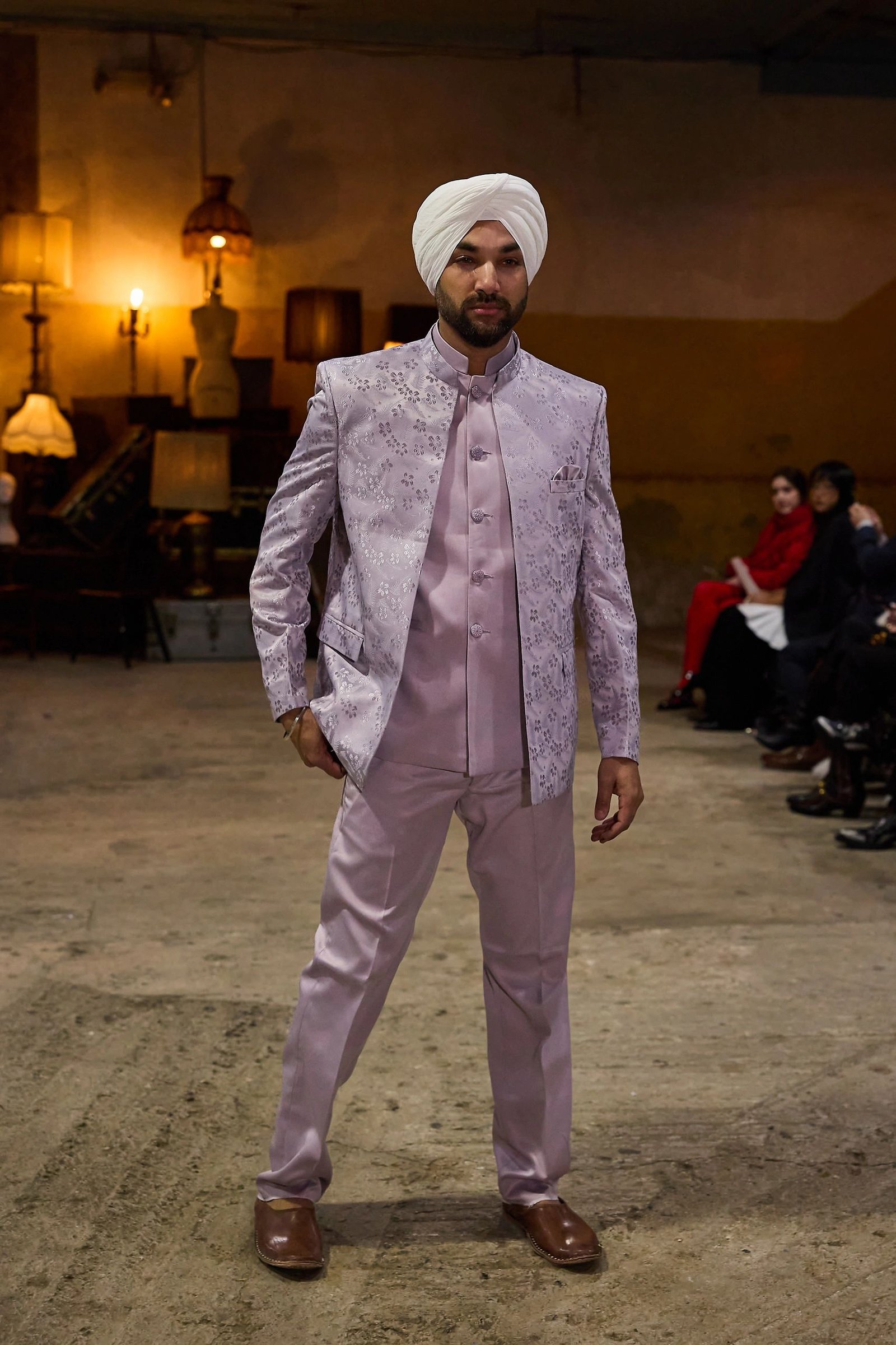 Purple jodhpuri suit open front