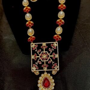 Carved Stone Kundan and AD Necklace set