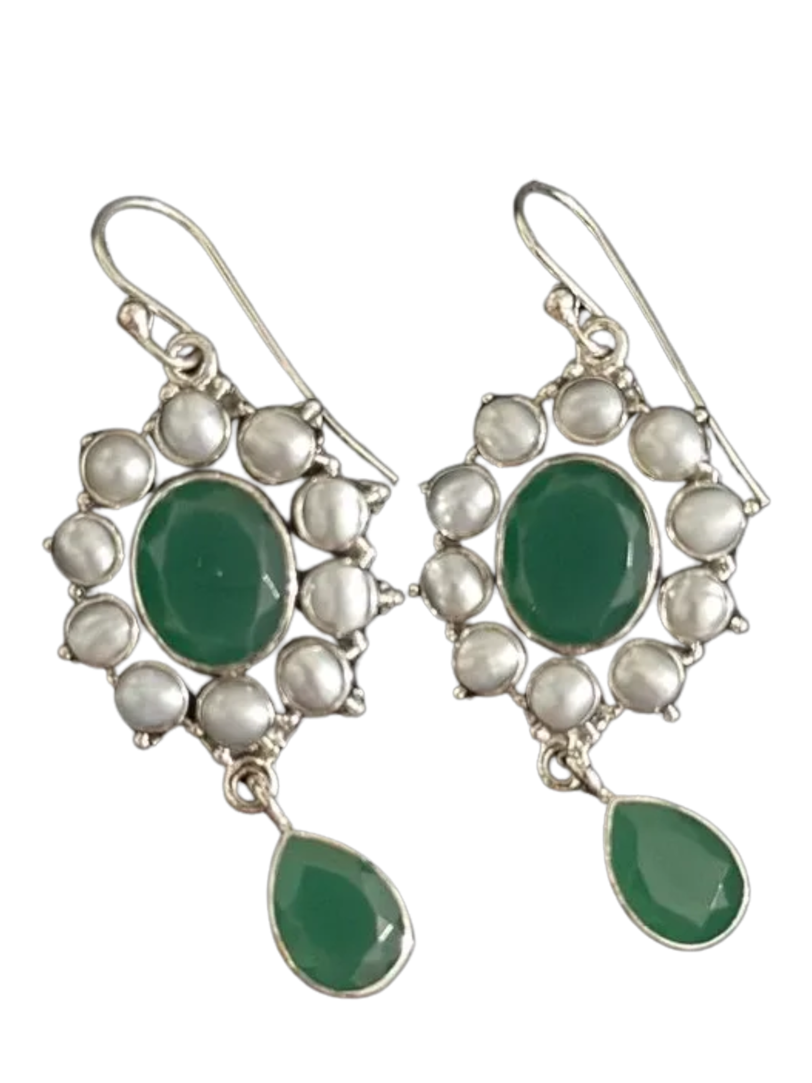 Silver Earring - Light Green - Image 4