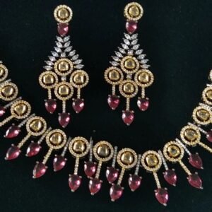 Dark Coral Red Necklace set