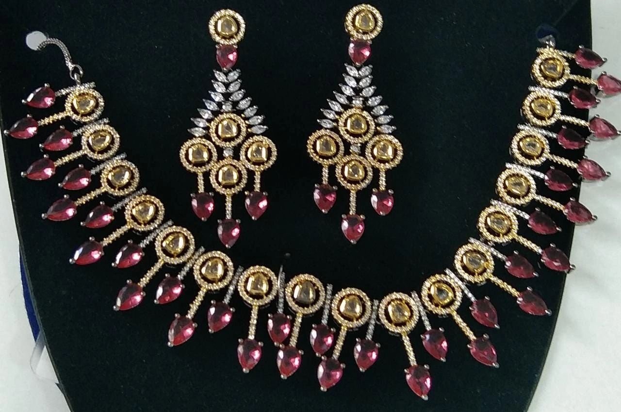 Dark Coral Red Necklace set