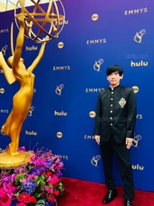 Talented Hollywood Actor and Director Brian A Metcalf @Emmy Awards in Mohikas design.