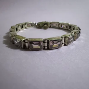 Bracelet with rectangular crystals set 92.5% Silver